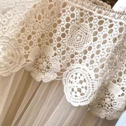 Lace Embroidered Mesh Blouse