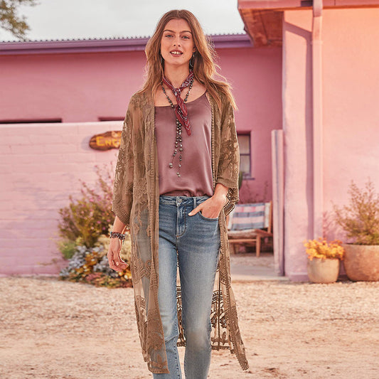 Lace Embroidered Sun Protection Cardigan Beach Cover-Up