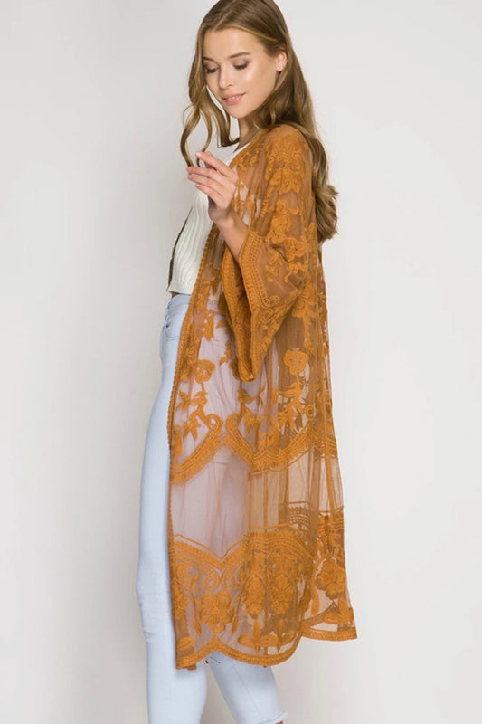 Lace Embroidered Sun Protection Cardigan Beach Cover-Up