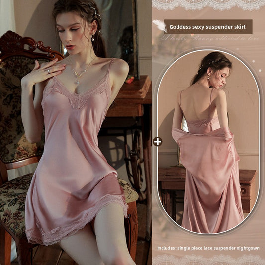 Lace halter nightgown