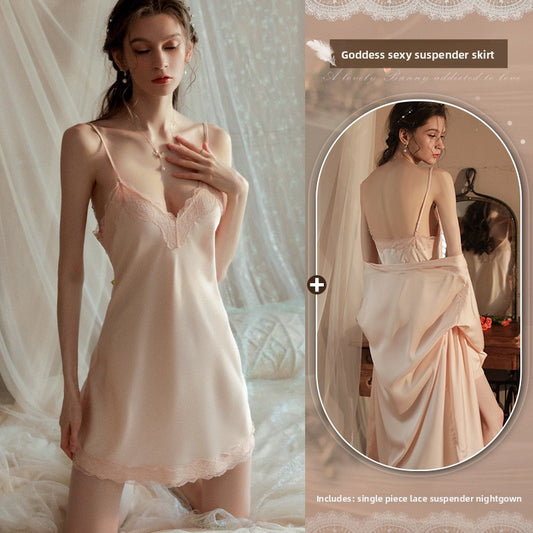 Lace halter nightgown