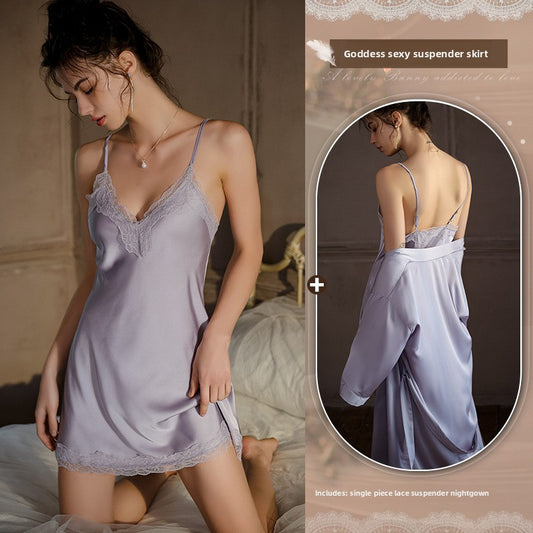 Lace halter nightgown
