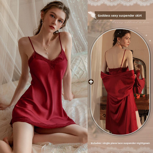 Lace halter nightgown
