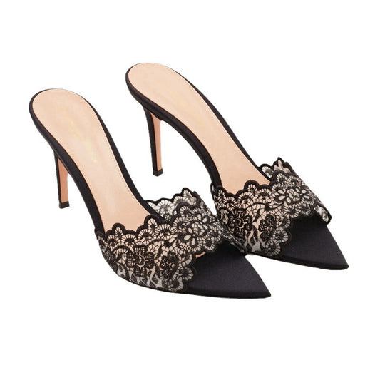 lace high heel slippers