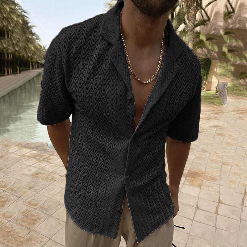 Lace Lapel Hollow Shirt
