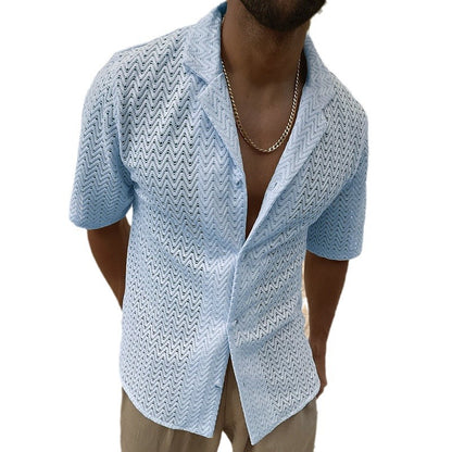 Lace Lapel Hollow Shirt