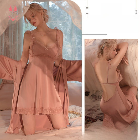 Lace mesh halter pajamas