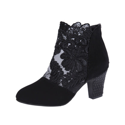 Lace mesh high heel sandals