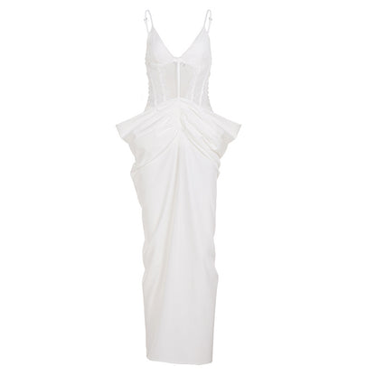 Lace Mesh Pleated Dress