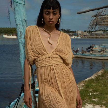 lace off-shoulder sexy halter loose holiday beach dress