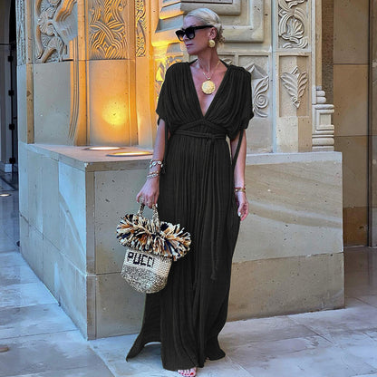lace off-shoulder sexy halter loose holiday beach dress