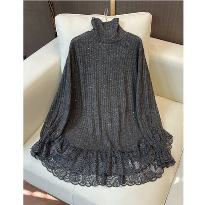 Lace patchwork base layer shirt