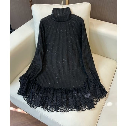 Lace patchwork base layer shirt