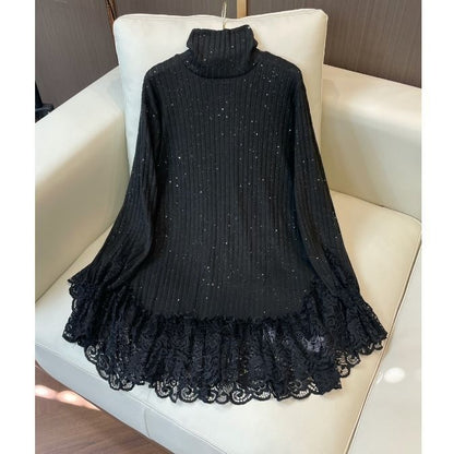 Lace patchwork base layer shirt