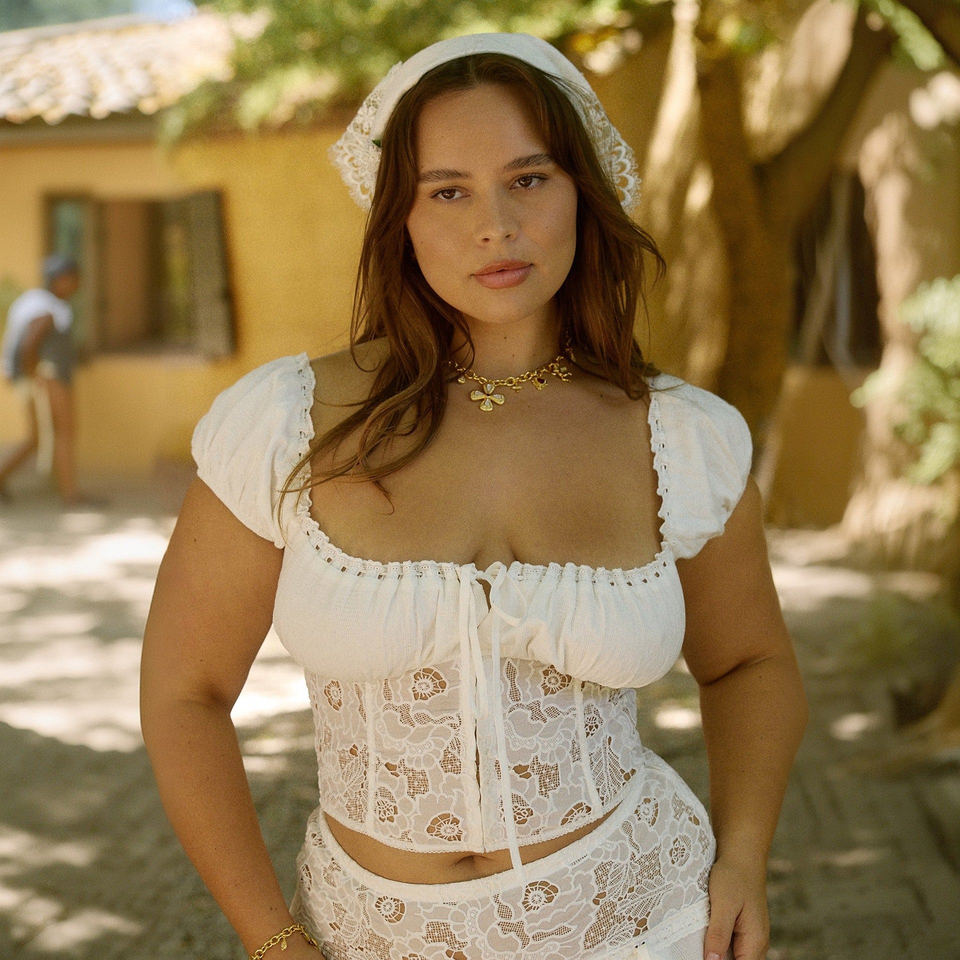 Lace Patchwork High-Waisted Beach Set