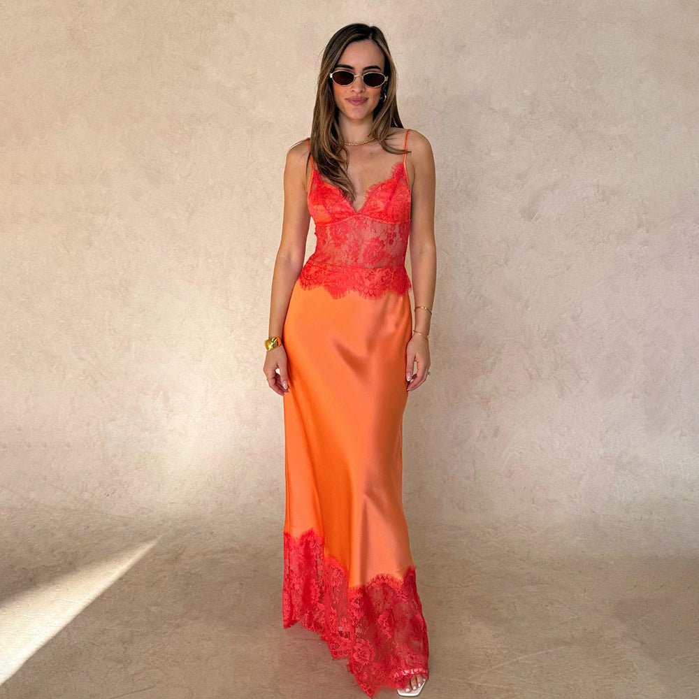 Lace Patchwork Long Dress