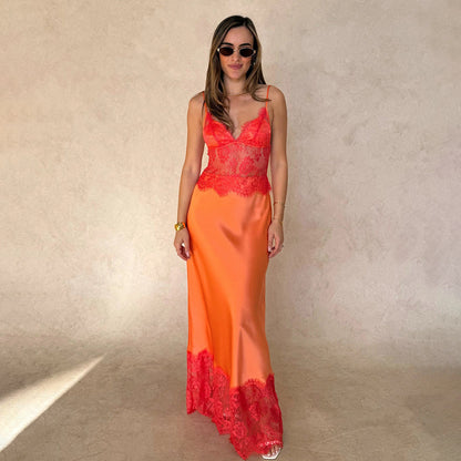 Lace Patchwork Long Dress