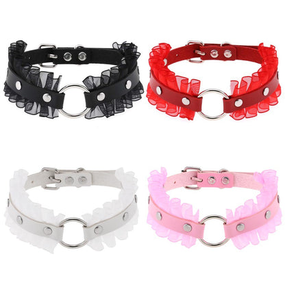 Lace PU Leather Circular Necklace for Women