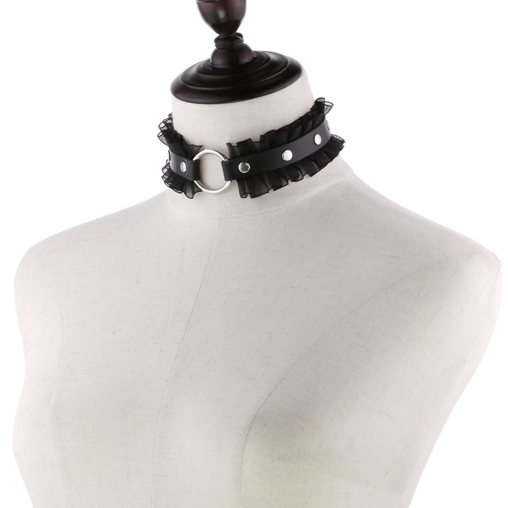Lace PU Leather Circular Necklace for Women