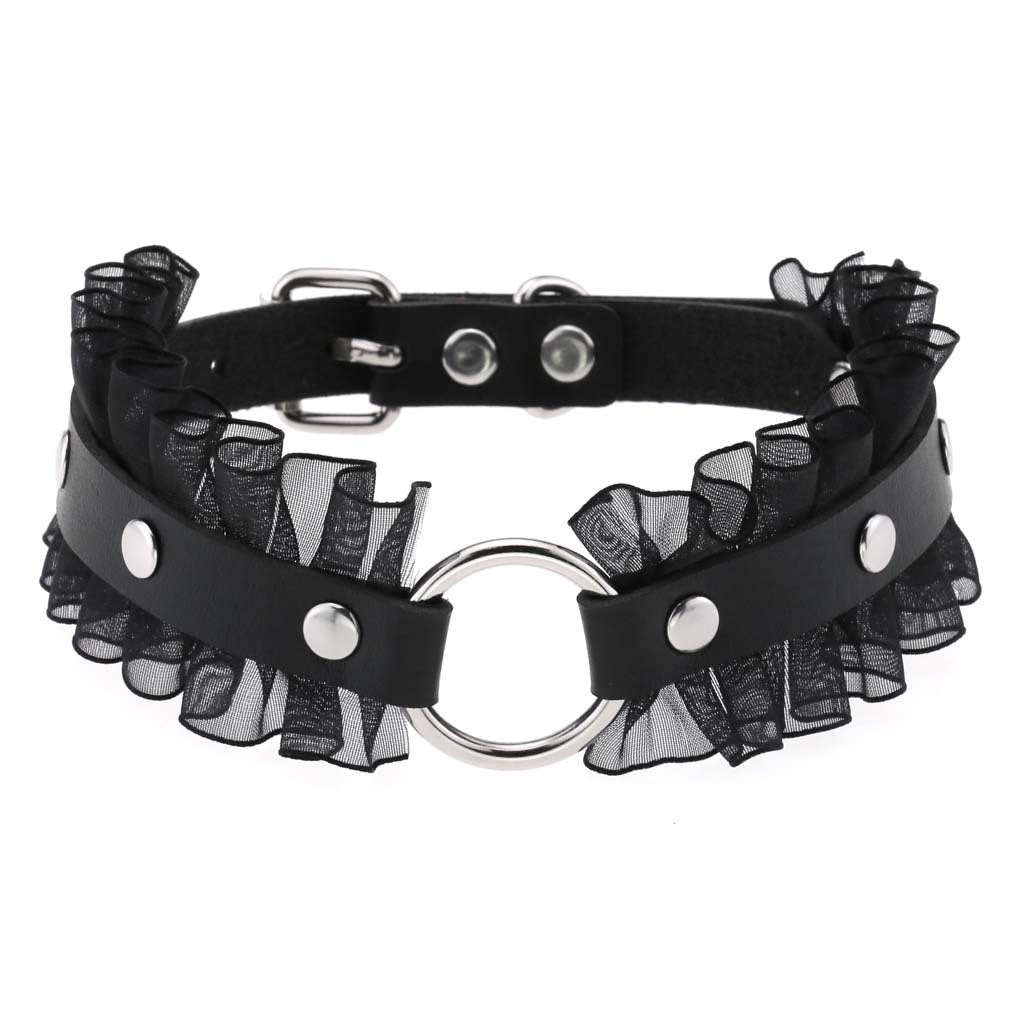 Lace PU Leather Circular Necklace for Women