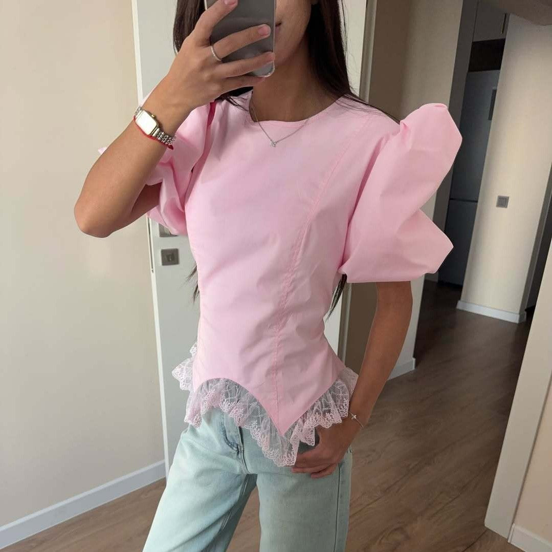 Lace Puff Sleeve Blouse