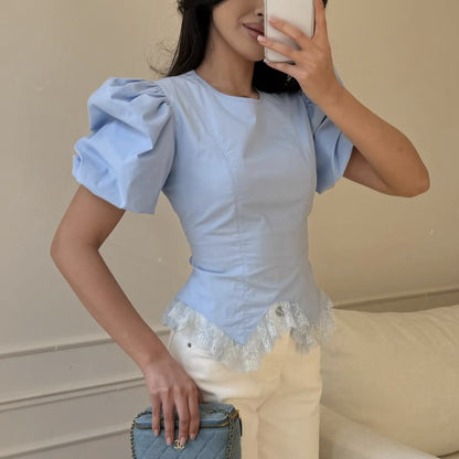 Lace Puff Sleeve Blouse