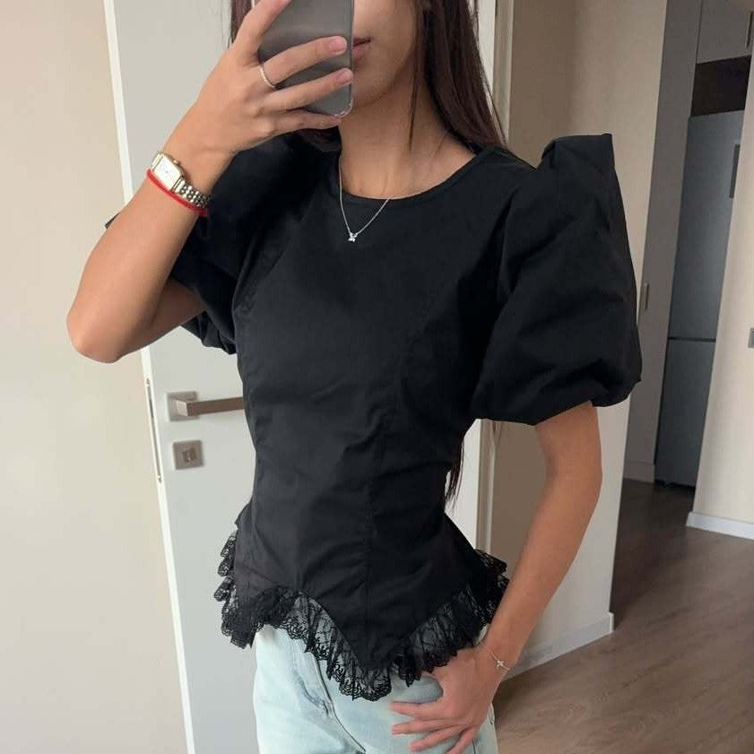 Lace Puff Sleeve Blouse