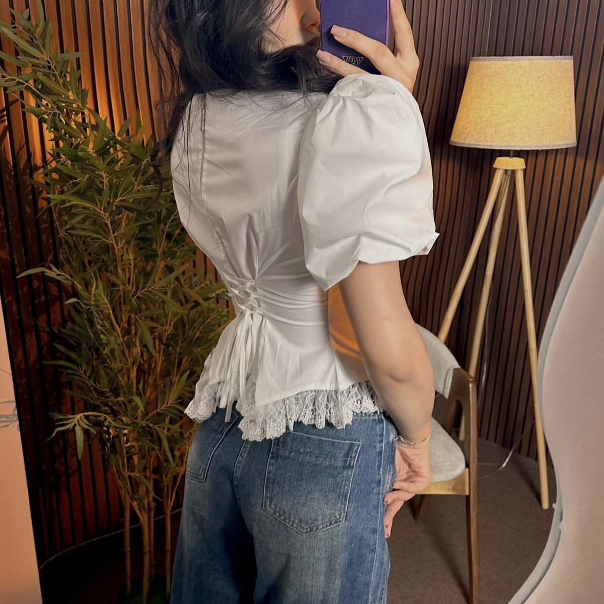 Lace Puff Sleeve Blouse