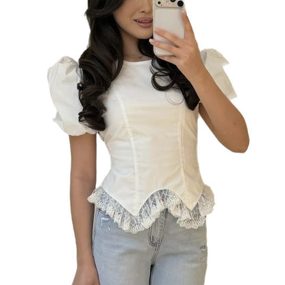 Lace Puff Sleeve Blouse