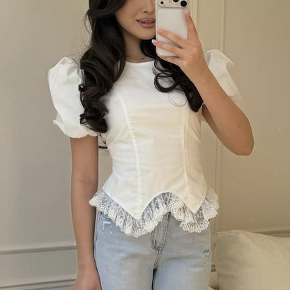 Lace Puff Sleeve Blouse