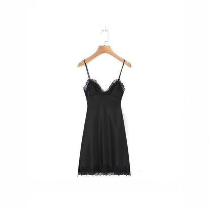 Lace satin strapless dress