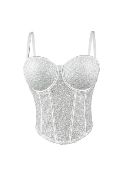 Lace Sequin Slim Fit Tube Top