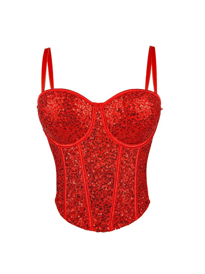 Lace Sequin Slim Fit Tube Top
