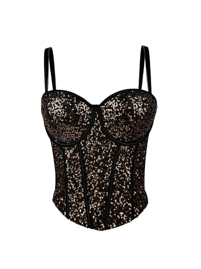 Lace Sequin Slim Fit Tube Top