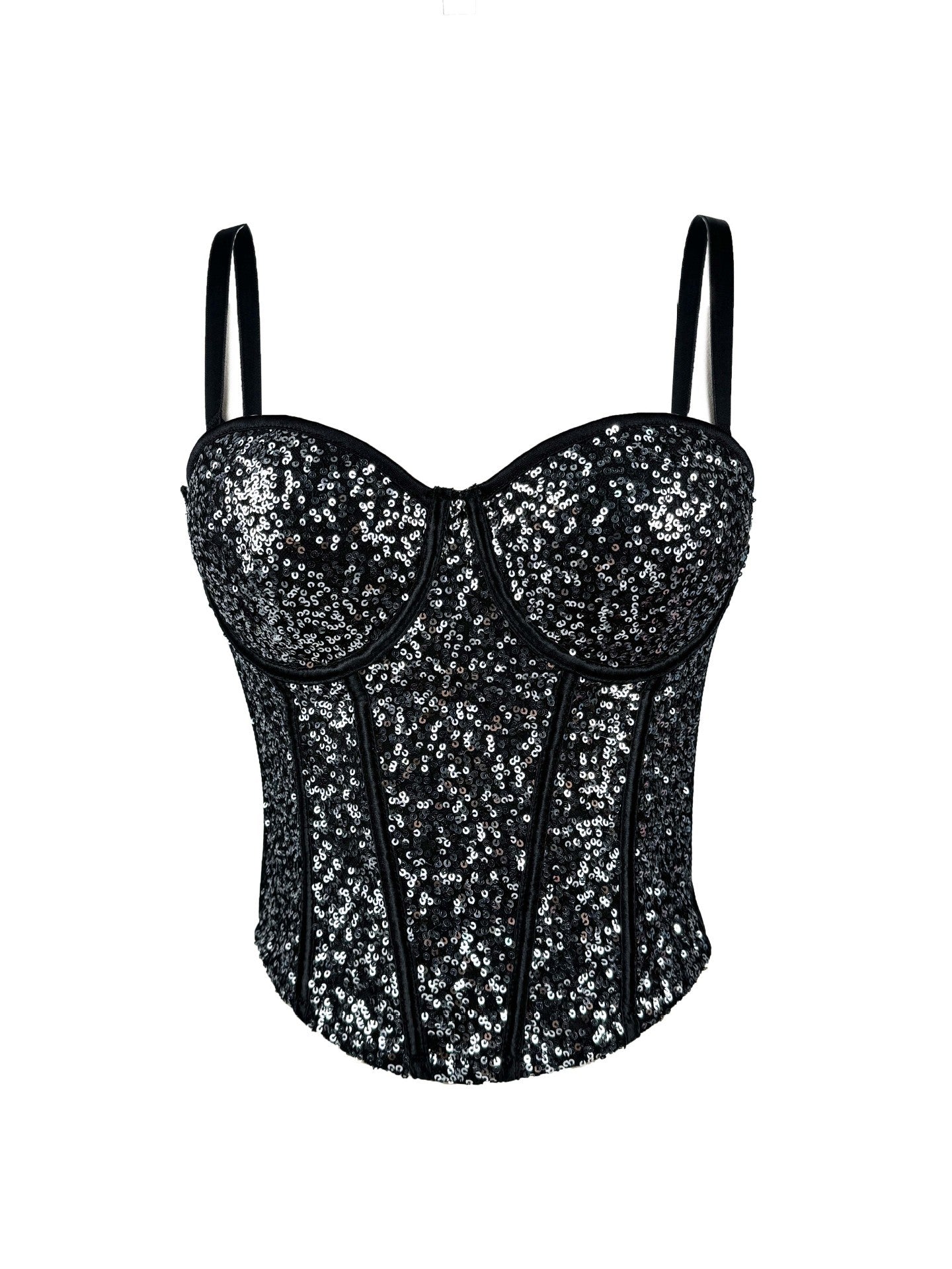 Lace Sequin Slim Fit Tube Top