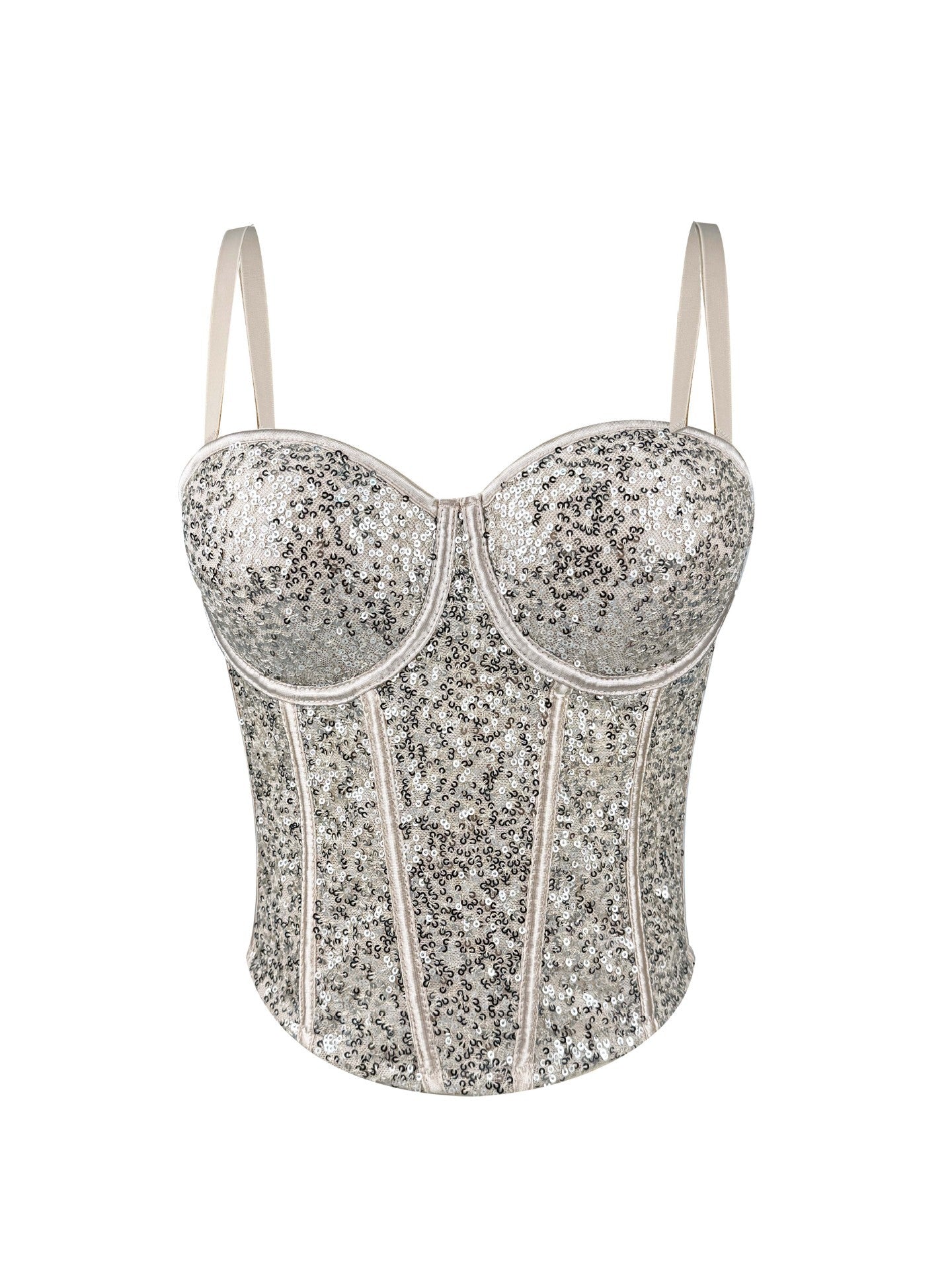 Lace Sequin Slim Fit Tube Top