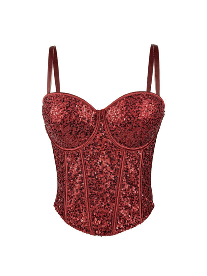 Lace Sequin Slim Fit Tube Top
