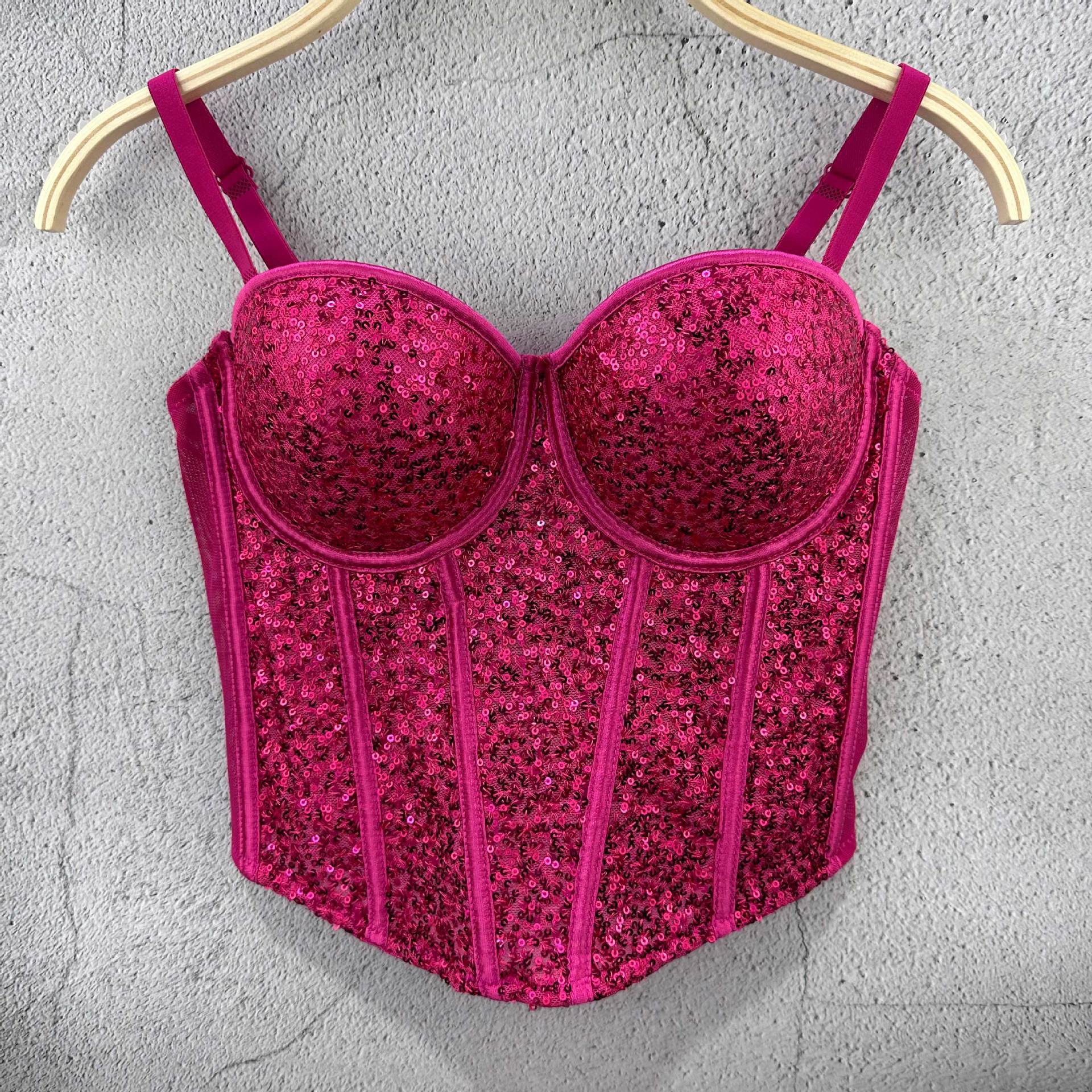 Lace Sequin Slim Fit Tube Top