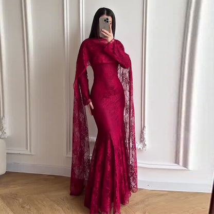 Lace Shawl Slim Fit Hip Elegant Fashion Dress