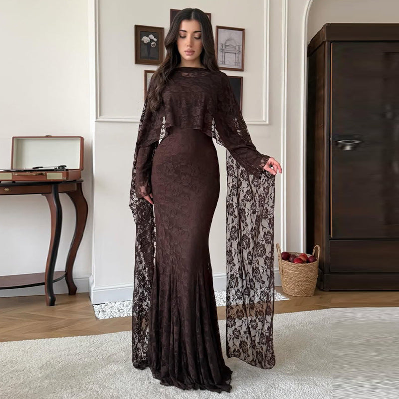 Lace Shawl Slim Fit Hip Elegant Fashion Dress