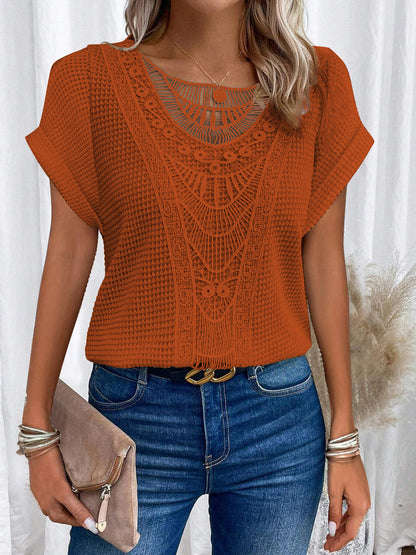Lace short-sleeved T-shirt