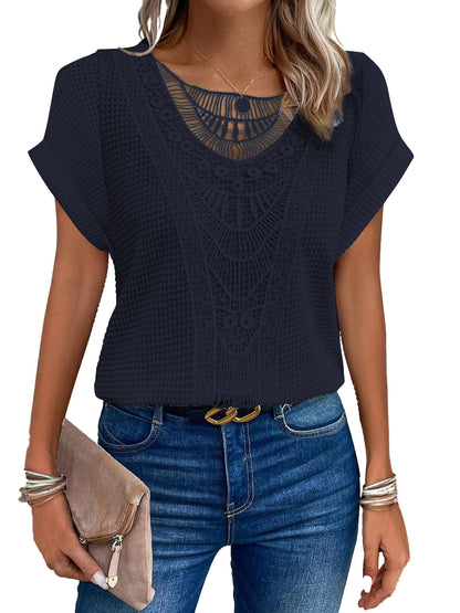Lace short-sleeved T-shirt