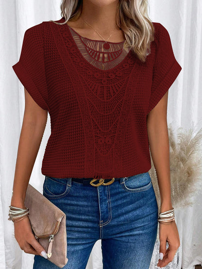 Lace short-sleeved T-shirt