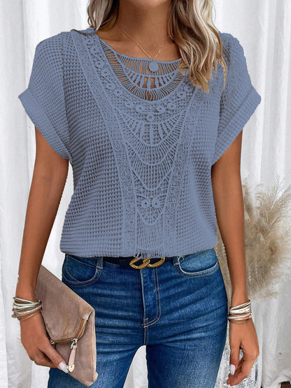 Lace short-sleeved T-shirt