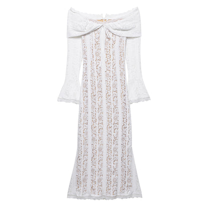 Lace Slim Long Sleeve Tube Top Bodycon Dress