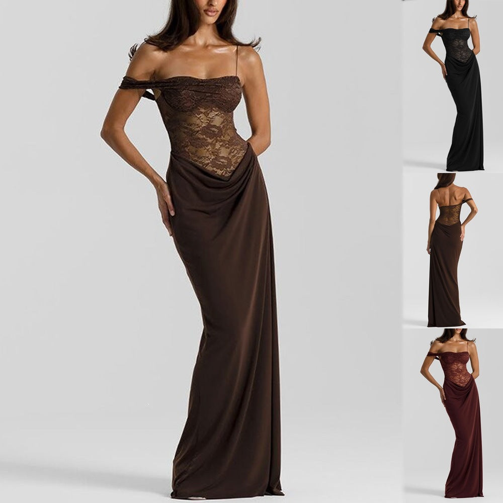 Lace Spliced Long Dress