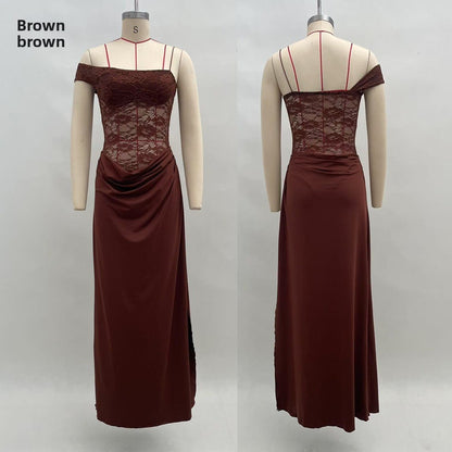 Lace Spliced Long Dress