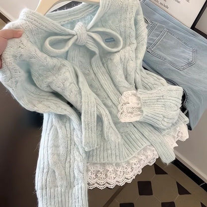Lace-spliced sweater