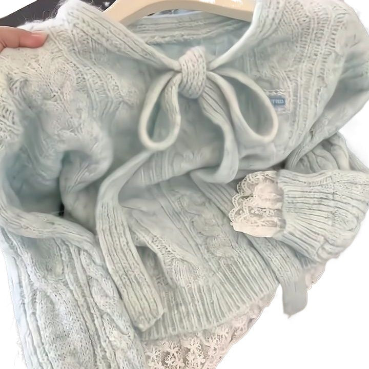 Lace-spliced sweater