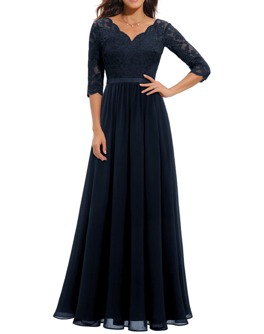 Lace Splicing Long Dress